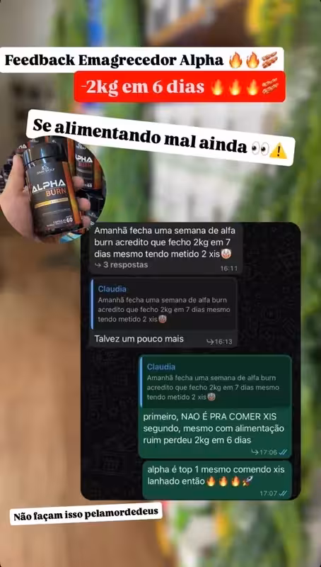 Print de WhatsApp: -2kg em 6 dias