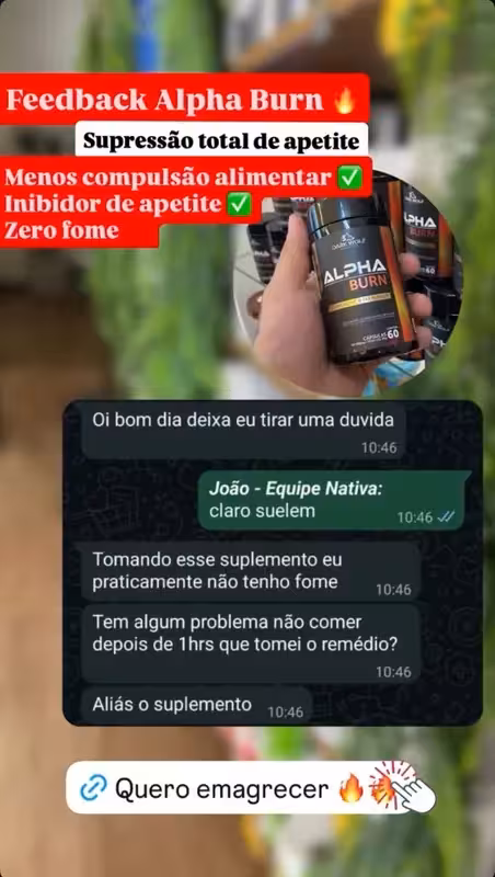 Print de feedback: supressão de apetite com Alpha Burn